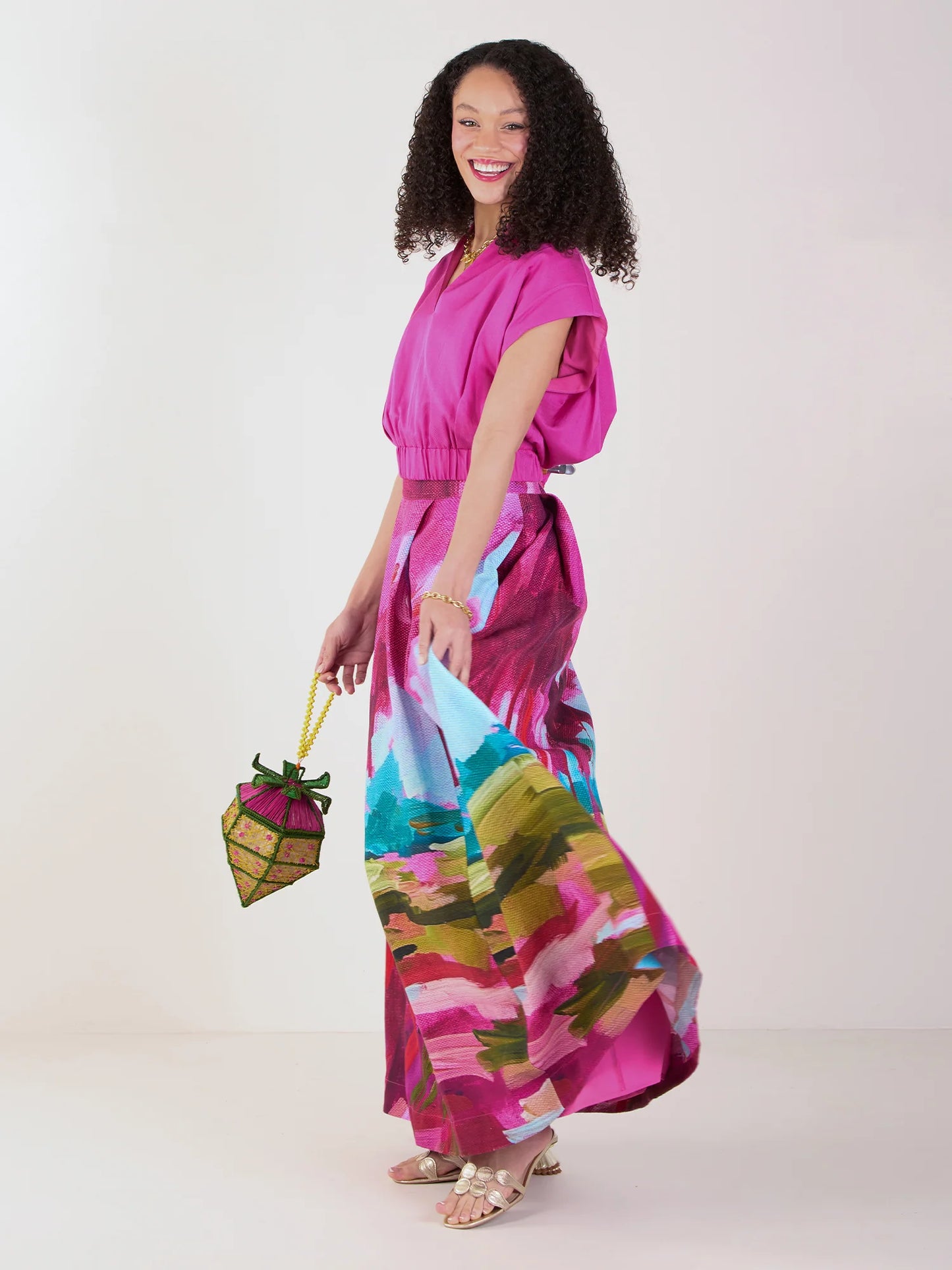Emily McCarthy- linen Milly skirt in Bellamy Sunset