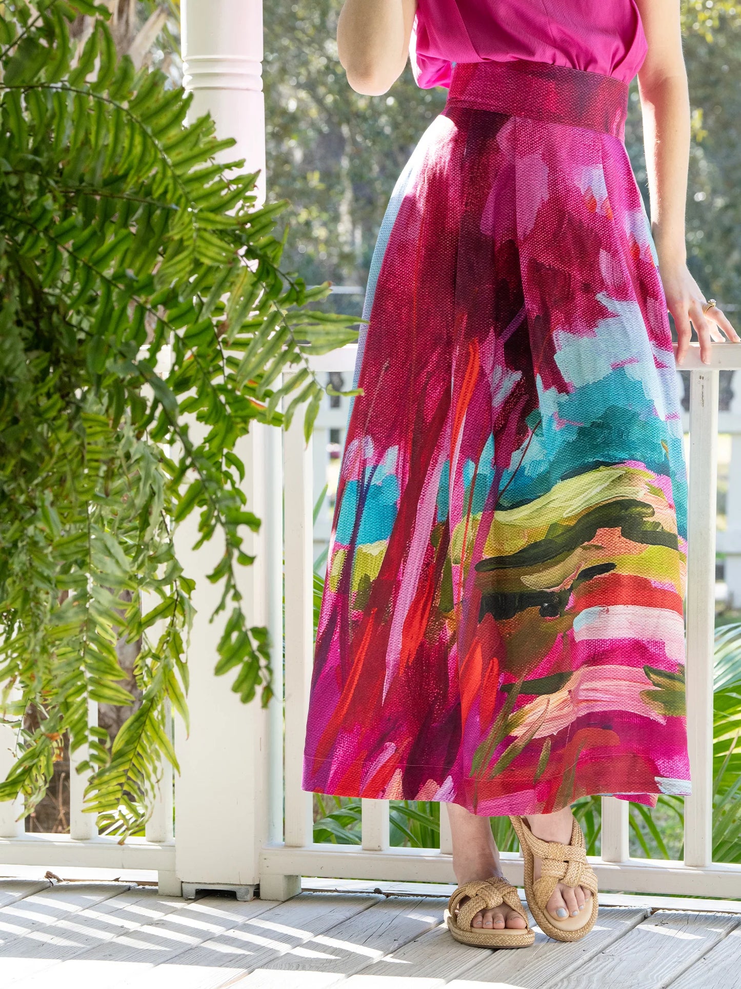 Emily McCarthy- linen Milly skirt in Bellamy Sunset