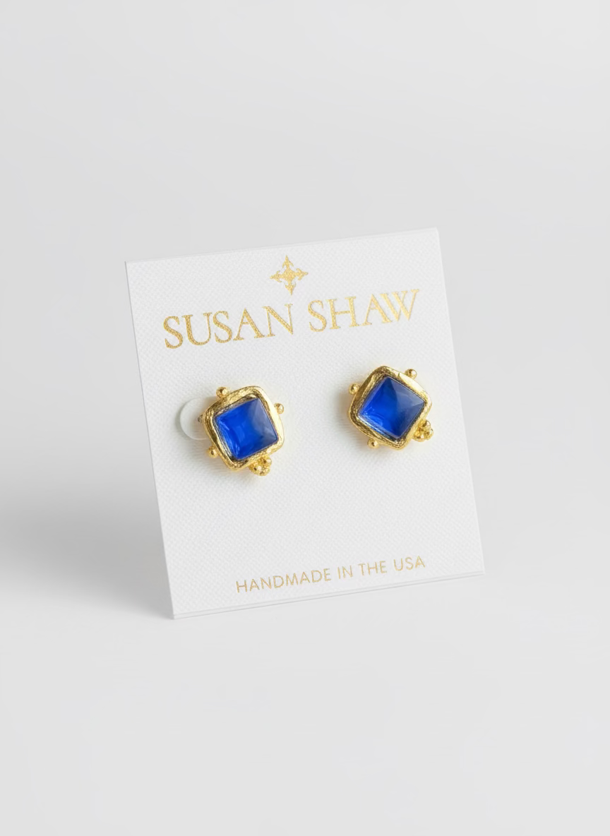 Susan Shaw Charlotte Studs in Classic Blue