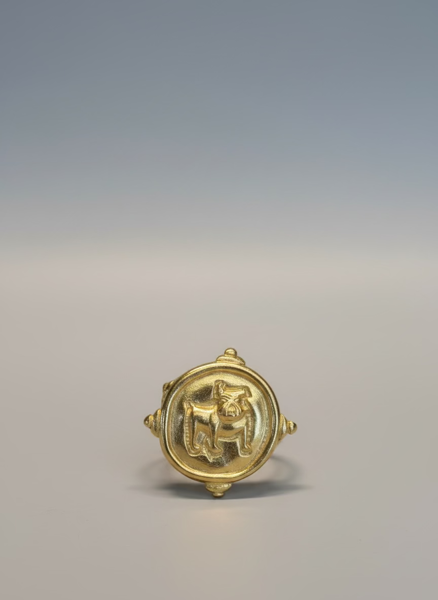 Susan Shaw Handcast Gold Bulldog Ring