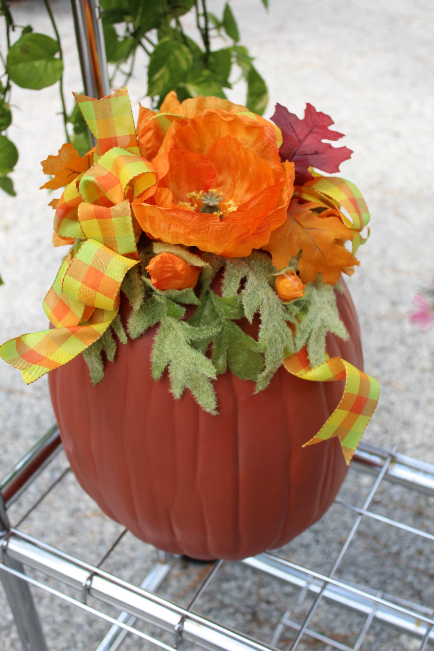 Welcome Floral Pumpkin Decor