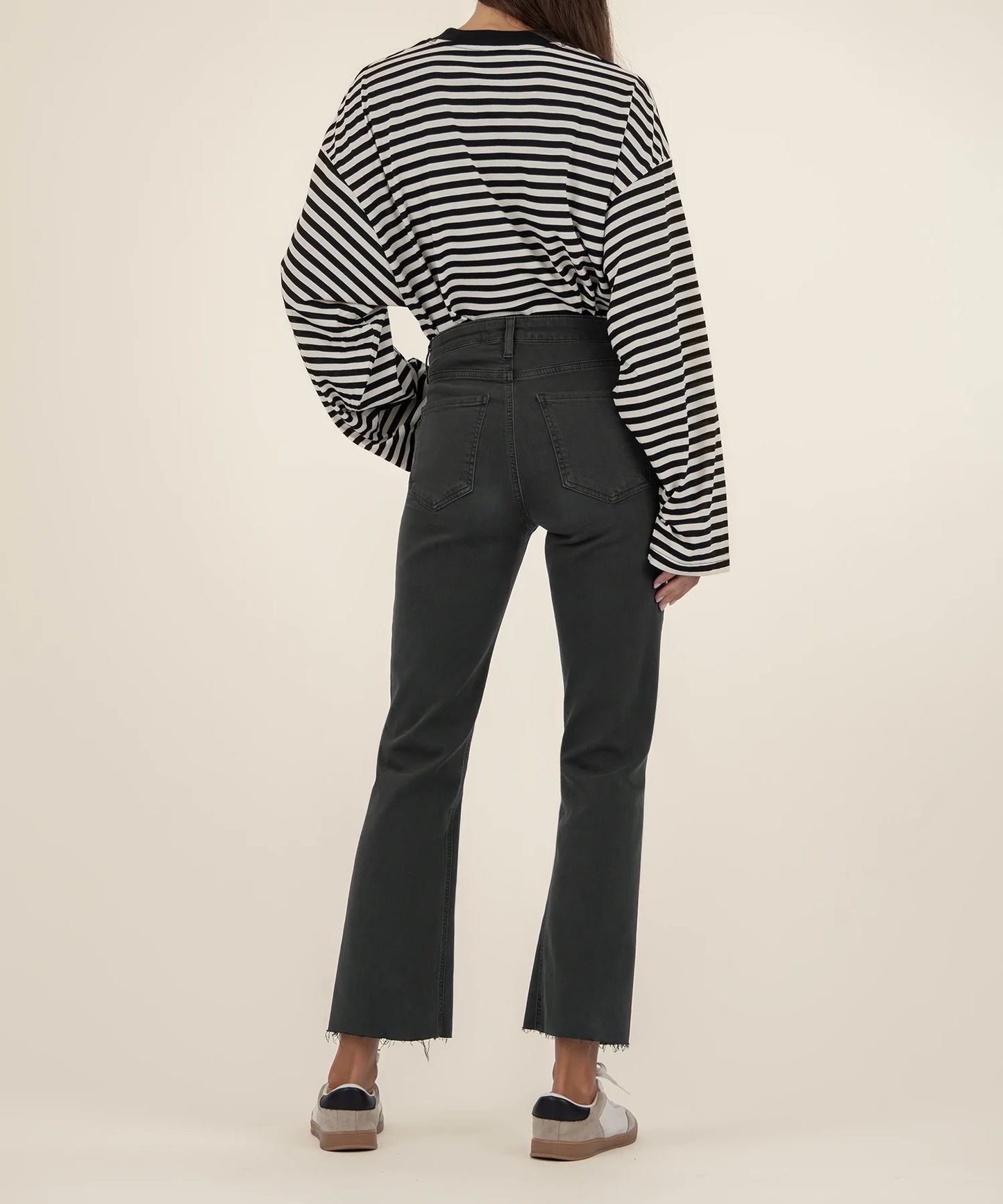 Fab Ab High-Rise Ankle Flare Jeans – Pewter Green