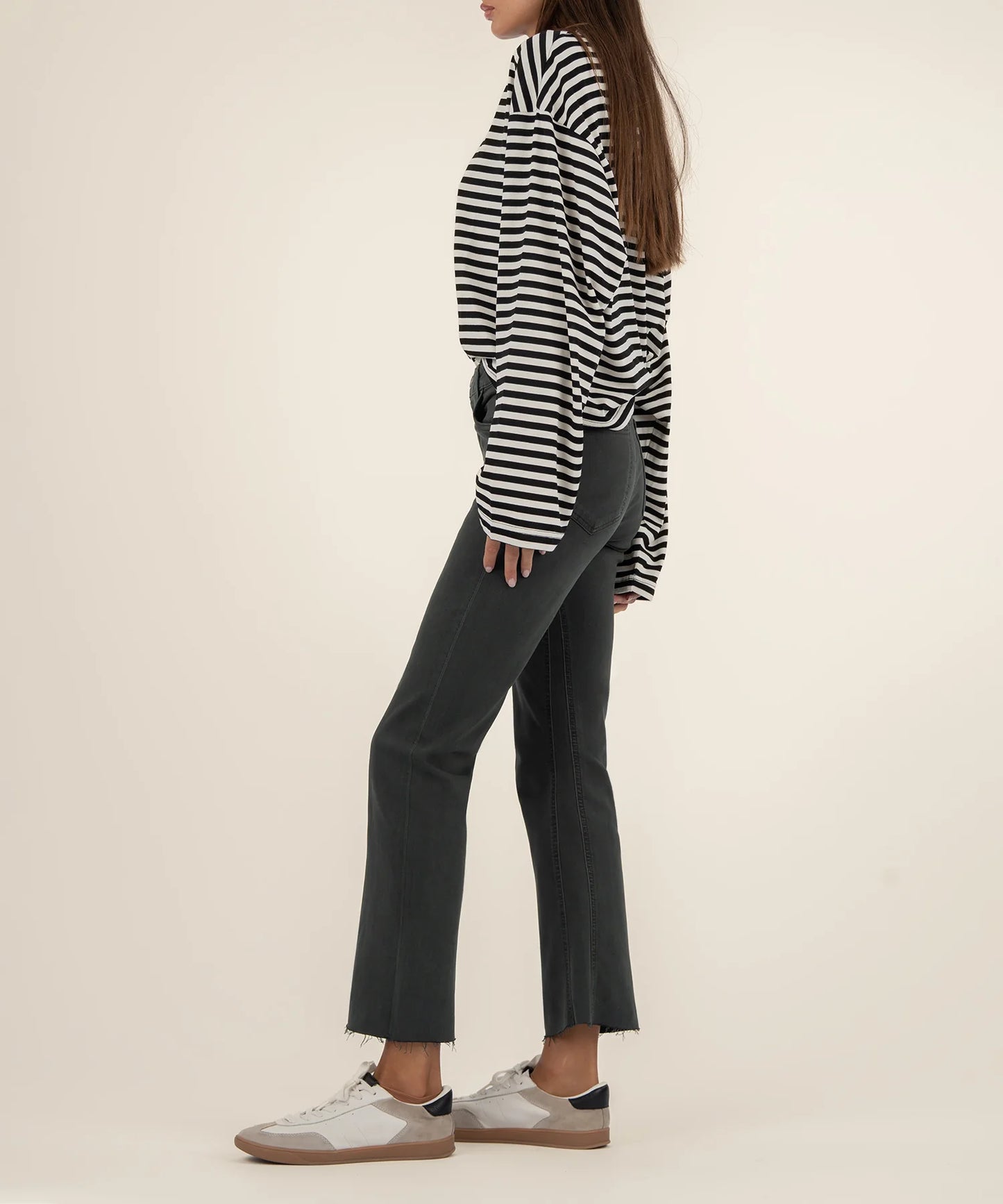 Fab Ab High-Rise Ankle Flare Jeans – Pewter Green