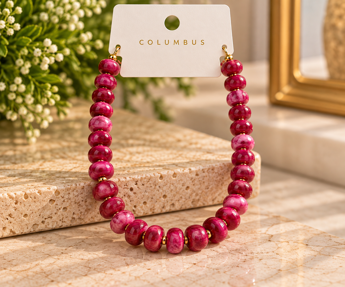 Raspberry Romance Beaded Statement Necklace