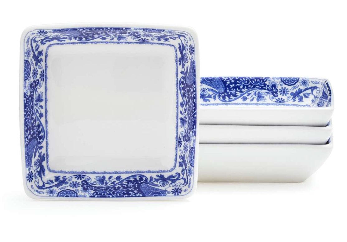 Spode Blue Italian Brocato Square Dishes 3"