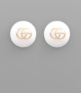 White Link Circle Earrings