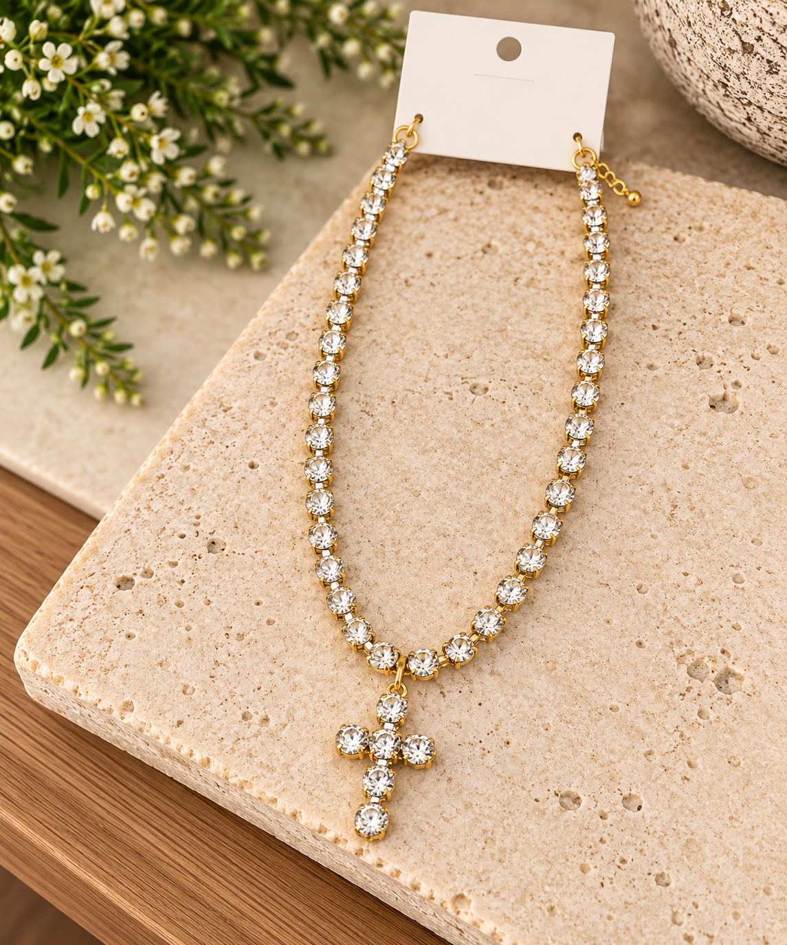 Heavenly Sparkle Crystal Cross Necklace