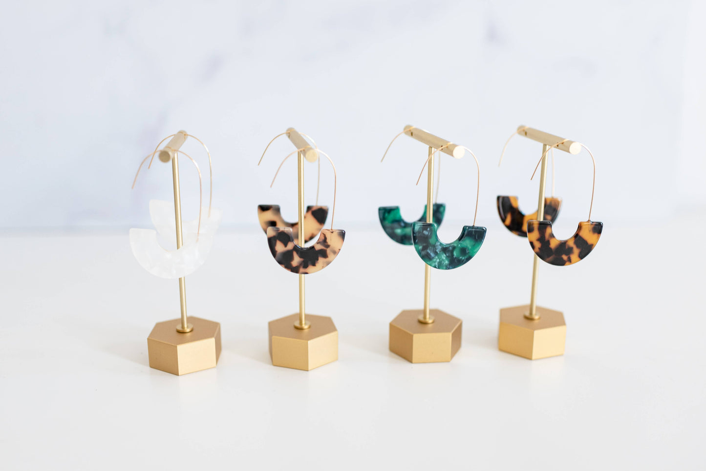 Brown Tortoise Minimalist Statement Threader Earrings