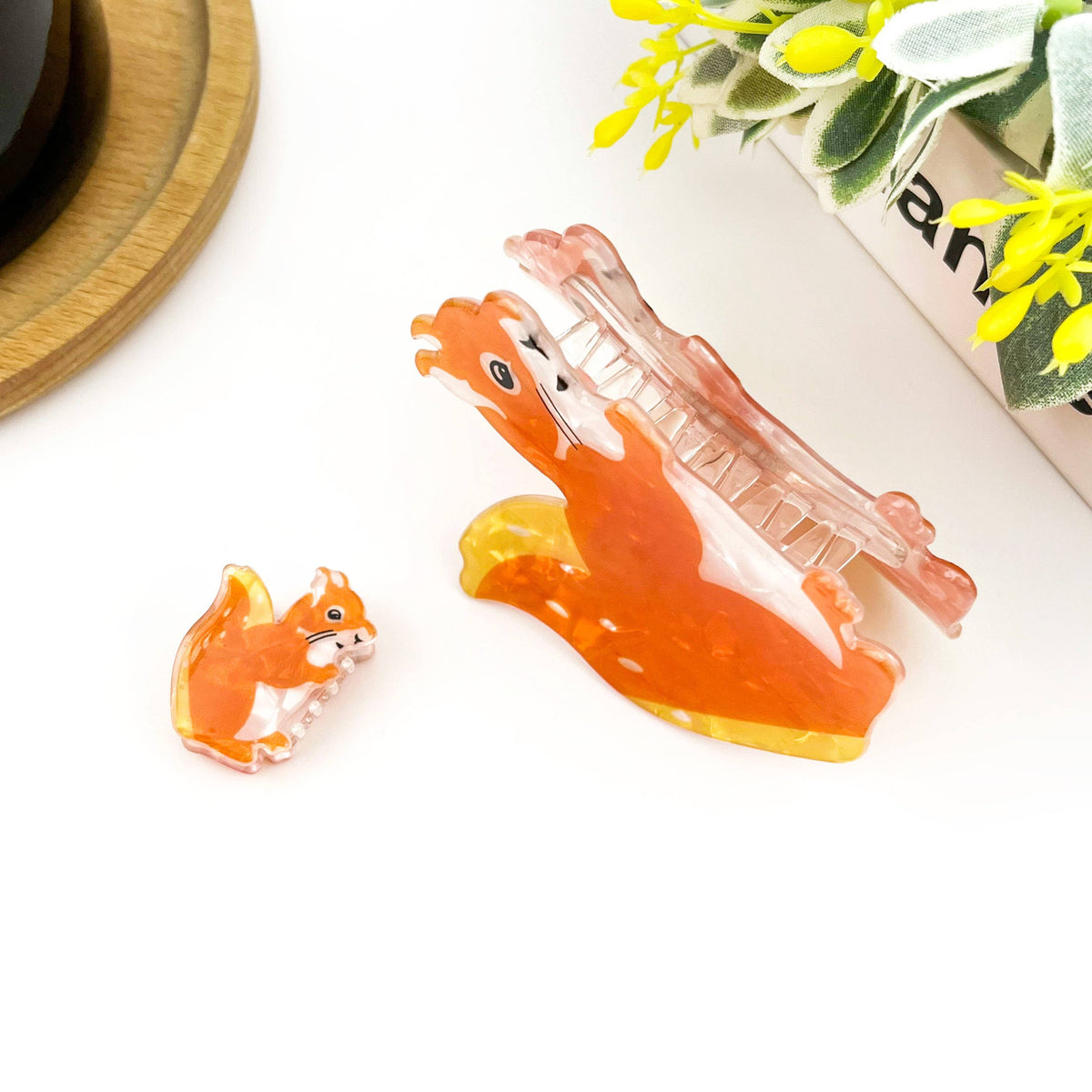 Orange Squirrel Acrylic Hair Claw Clip