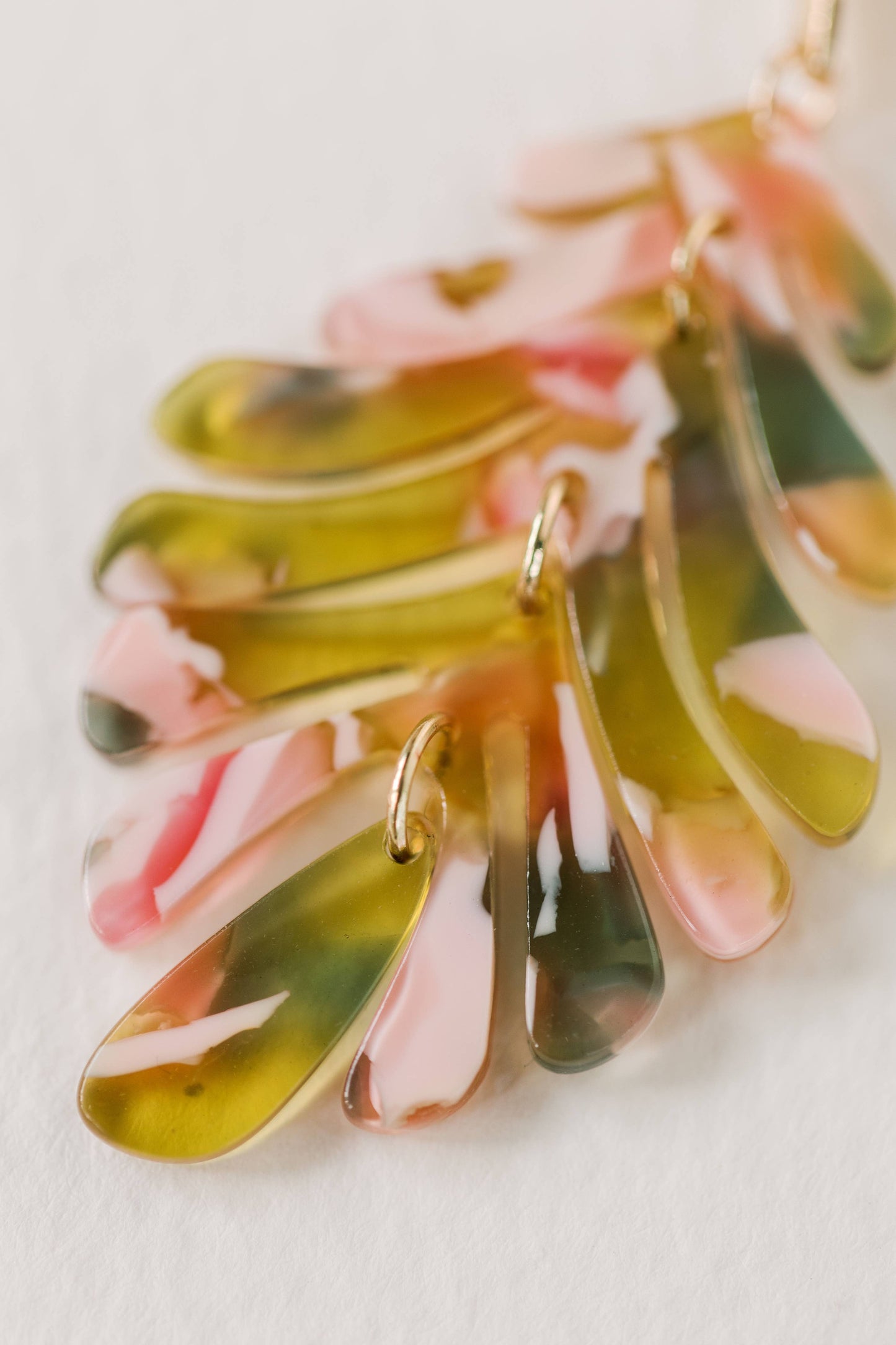 Pink and Green Camo Petite Palm Statement Drop Earrings