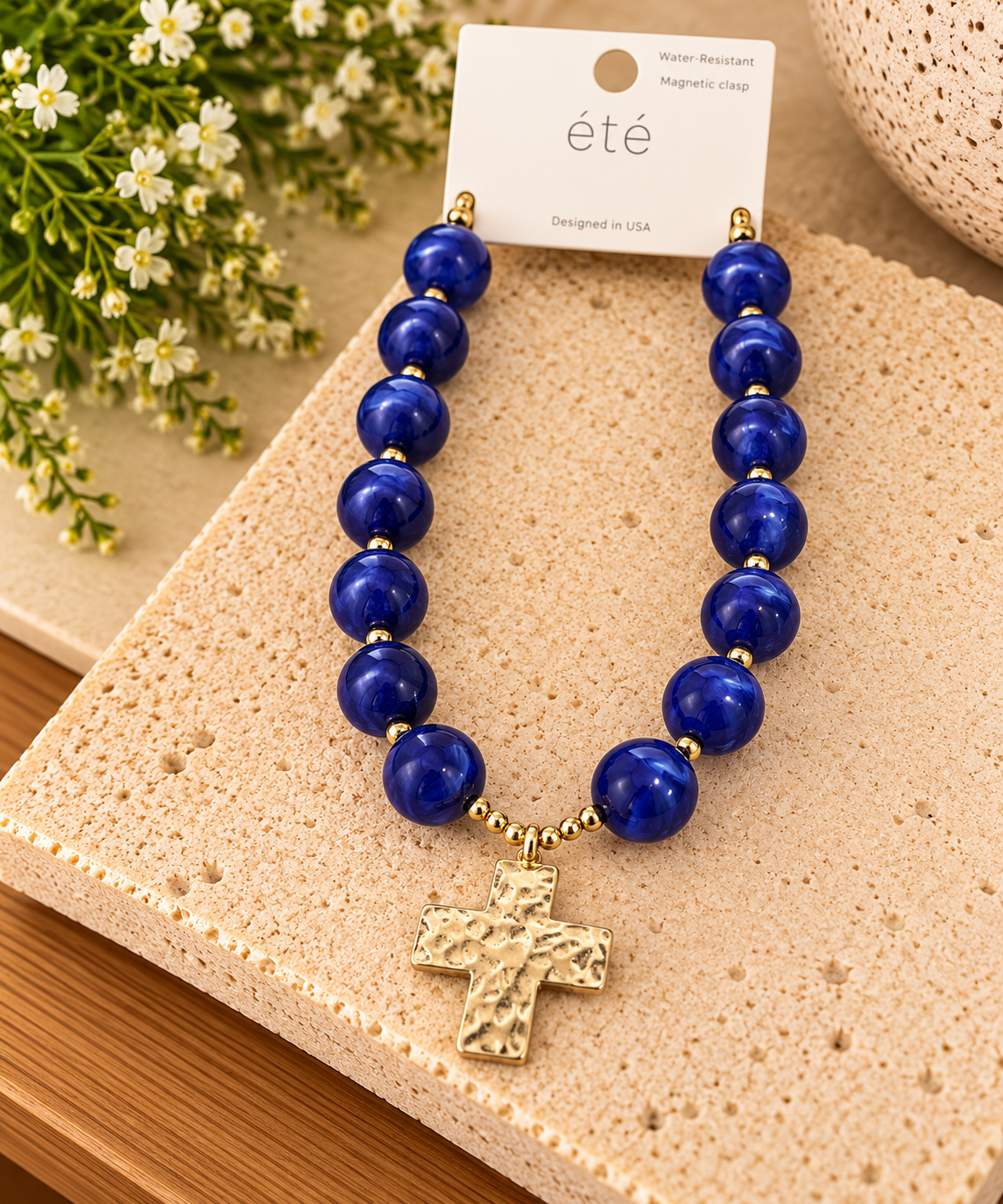 Midnight Grace Navy Cross Necklace