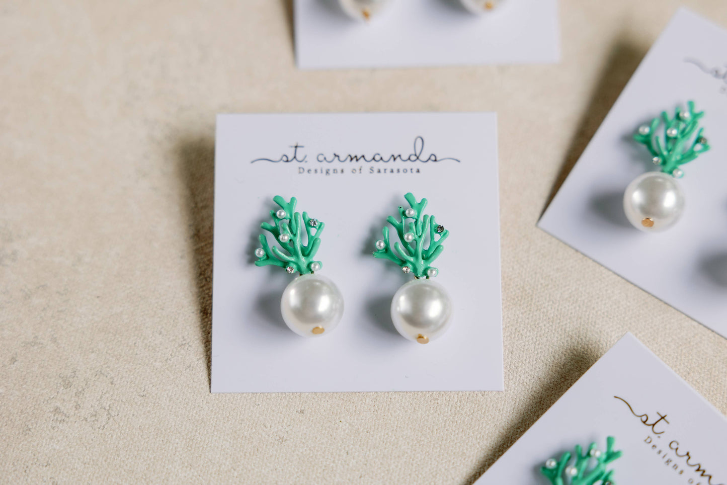 Pearl and Turquoise Coral Mini Statement Earrings