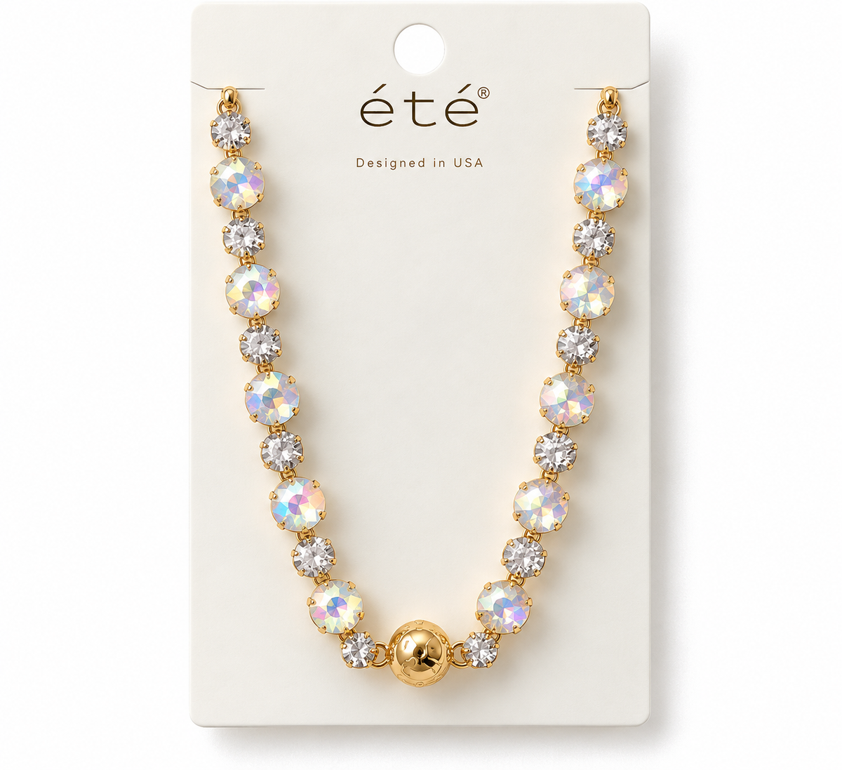 Champagne Shimmer Crystal Statement Necklace ✨🤍
