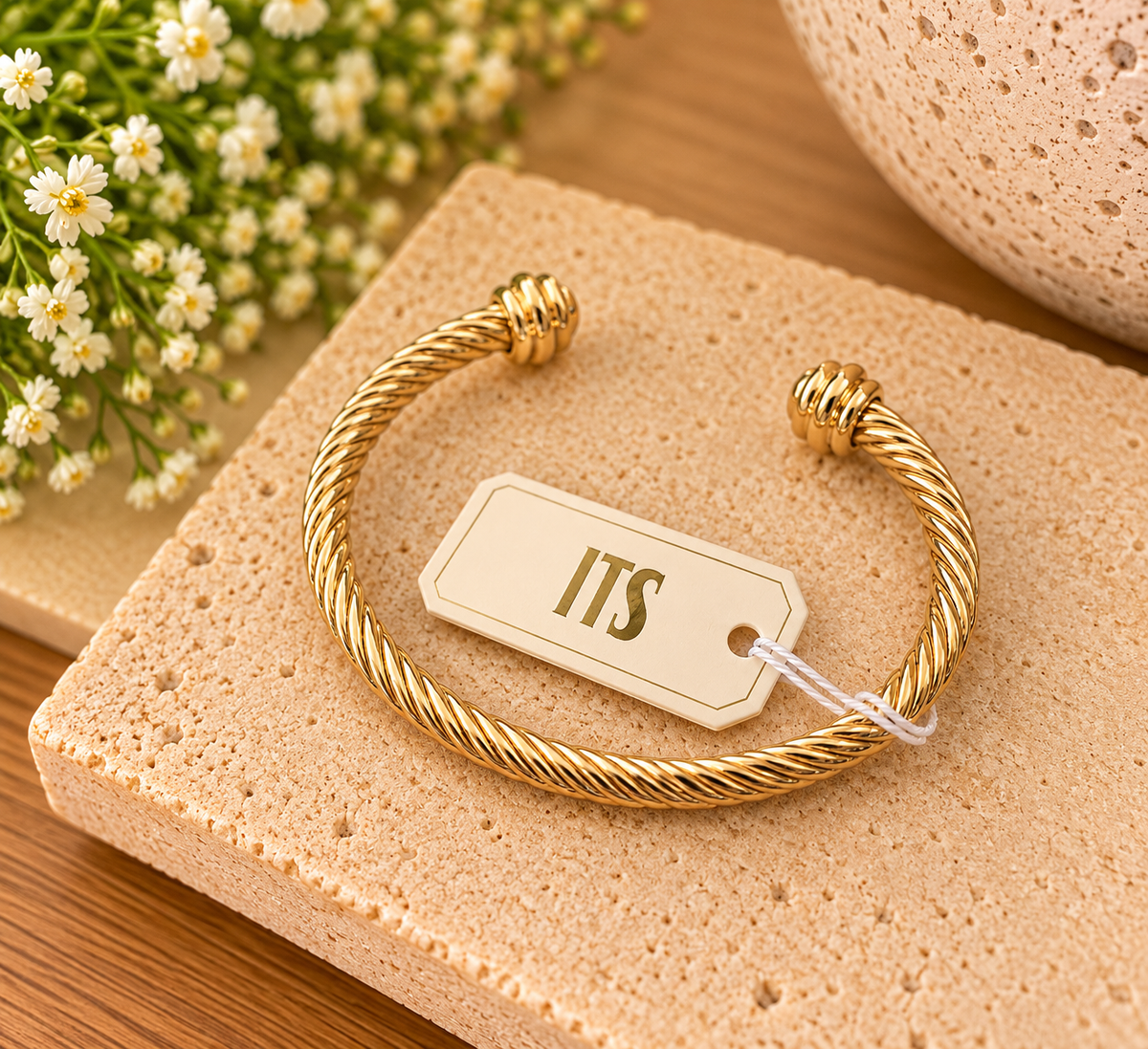 Golden Hour Twisted Cable Cuff Bracelet