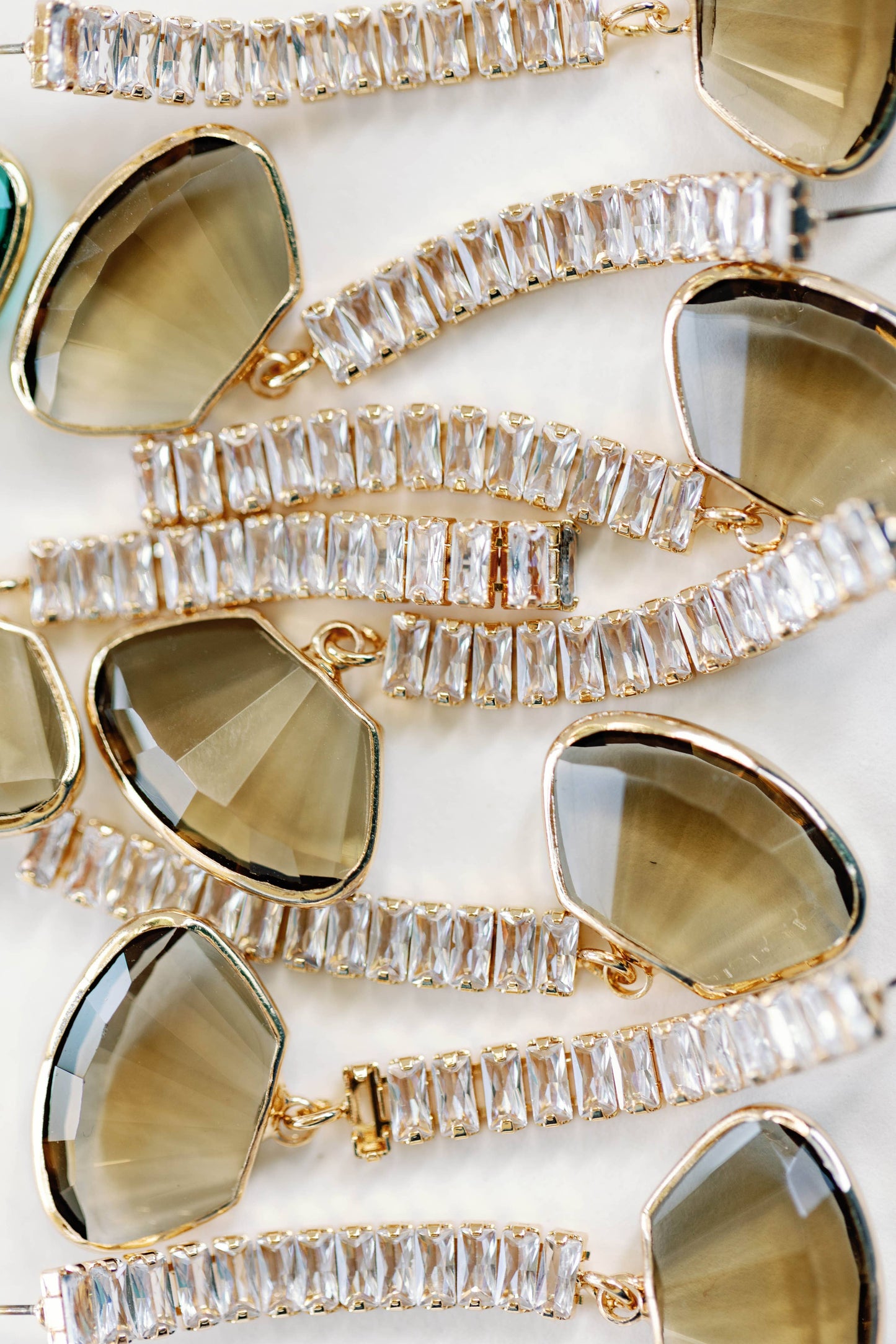 Brown Swingy Diamond Drop Fall Statement Earrings