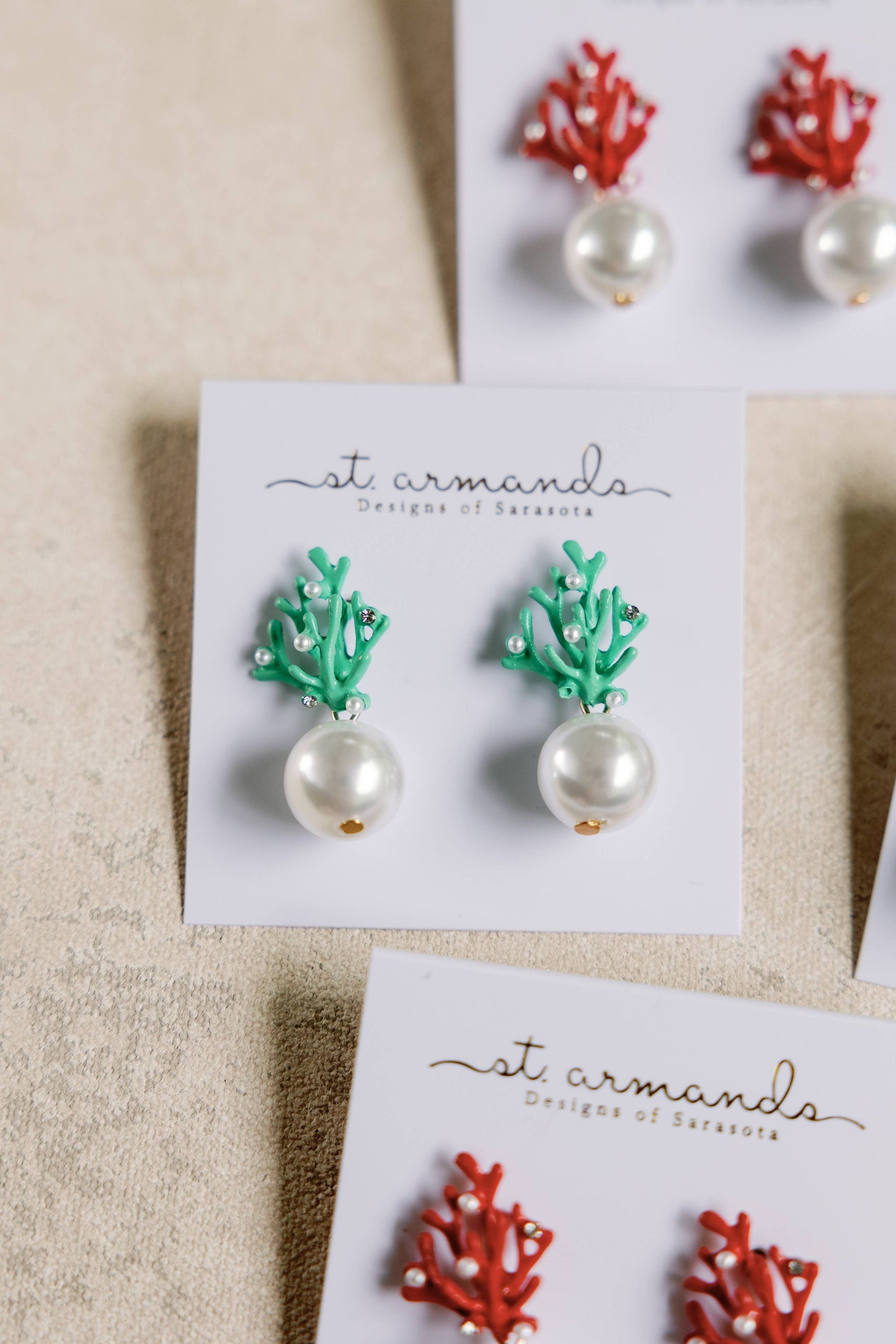 Pearl and Turquoise Coral Mini Statement Earrings