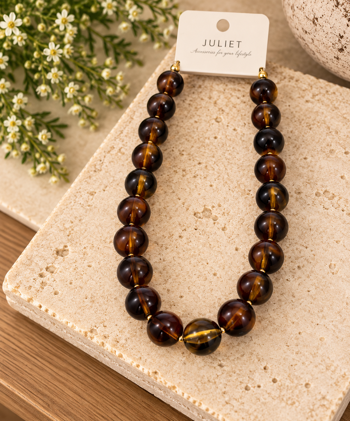 Espresso Elegance Statement Bead Necklace