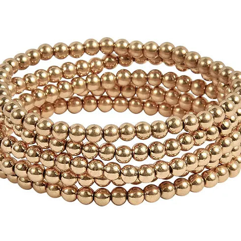 Stretch 5 Piece Set Metal Beads Bracelet
