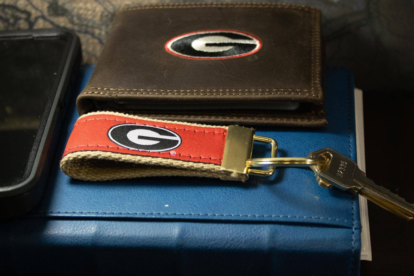 Georgia Bulldogs Collegiate Woven Ribbon Key Chain.