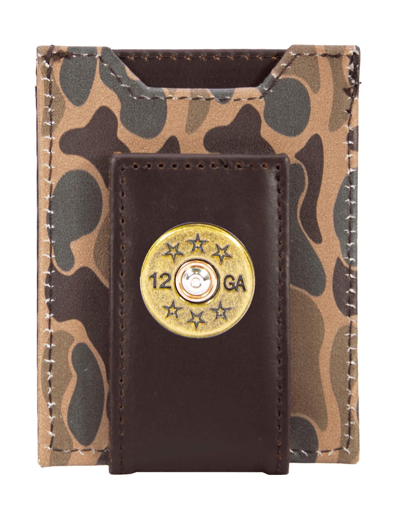 Shotshell Magnetic Old School Camo Leather Wallet.