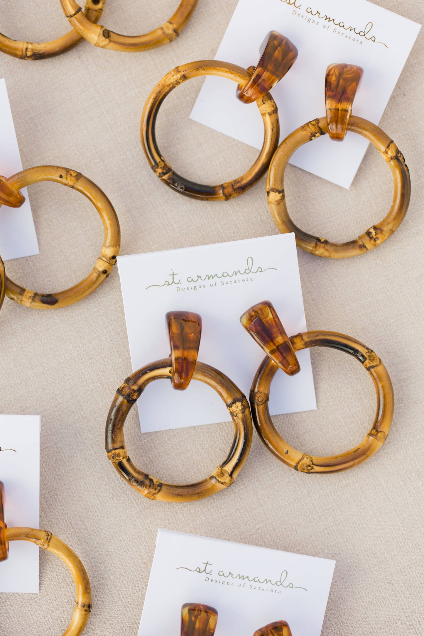 Dark Brown Bamboo Statement Drop Earrings