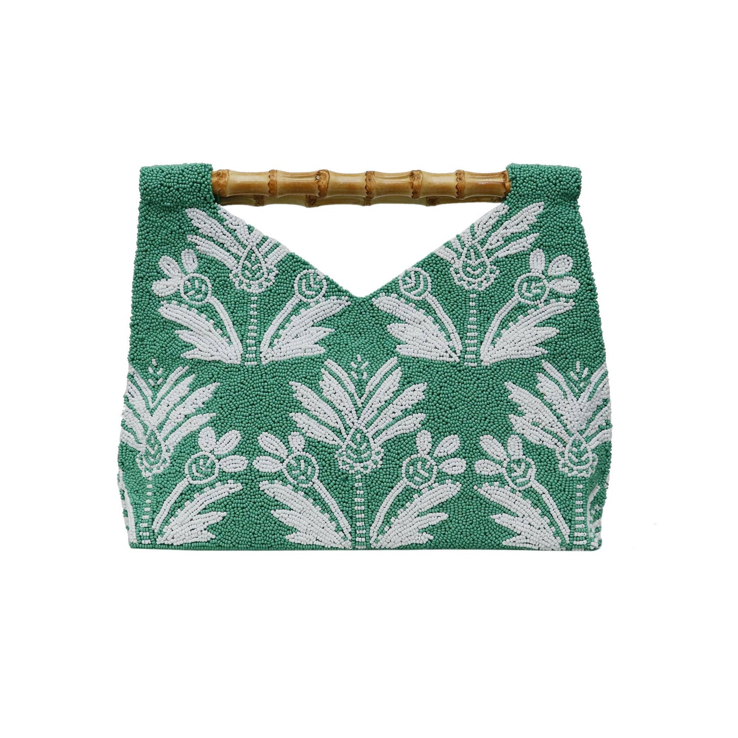 Emerald Garden Bamboo Handle Beaded Tote