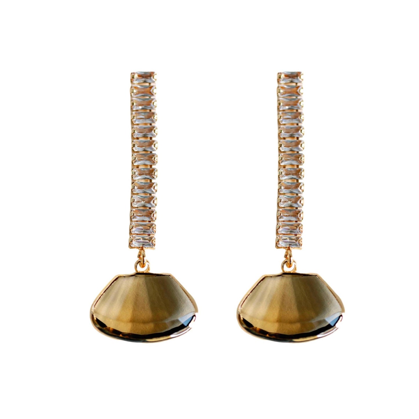Brown Swingy Diamond Drop Fall Statement Earrings
