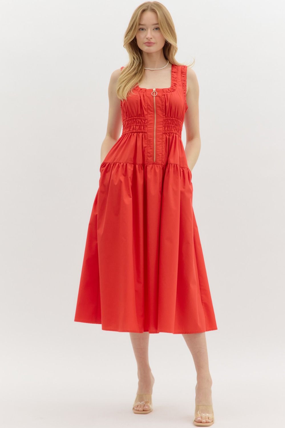 Radiant Rouge Midi Dress