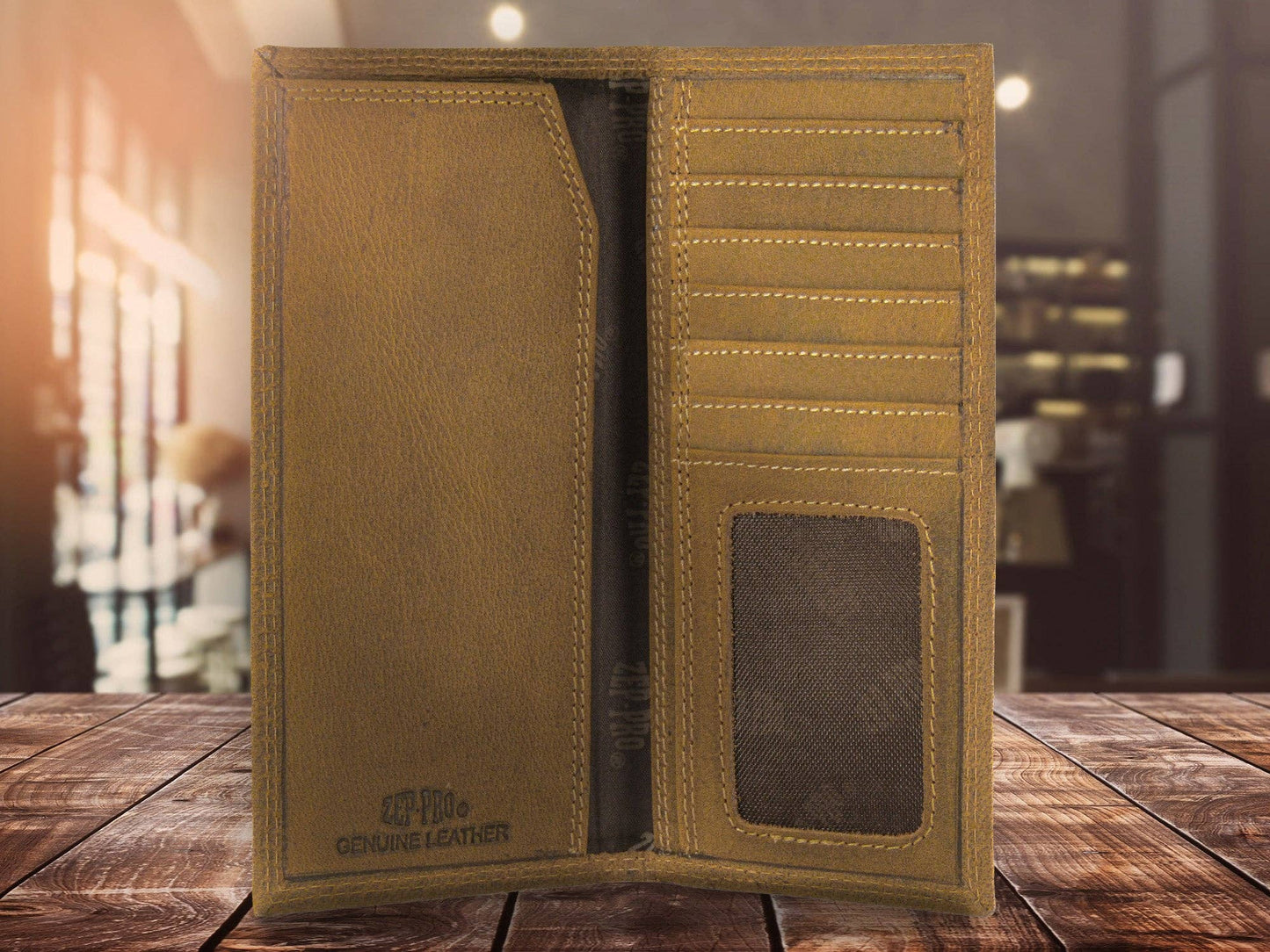 Georgia Bulldogs Vintage Tan Leather Secretary Wallet