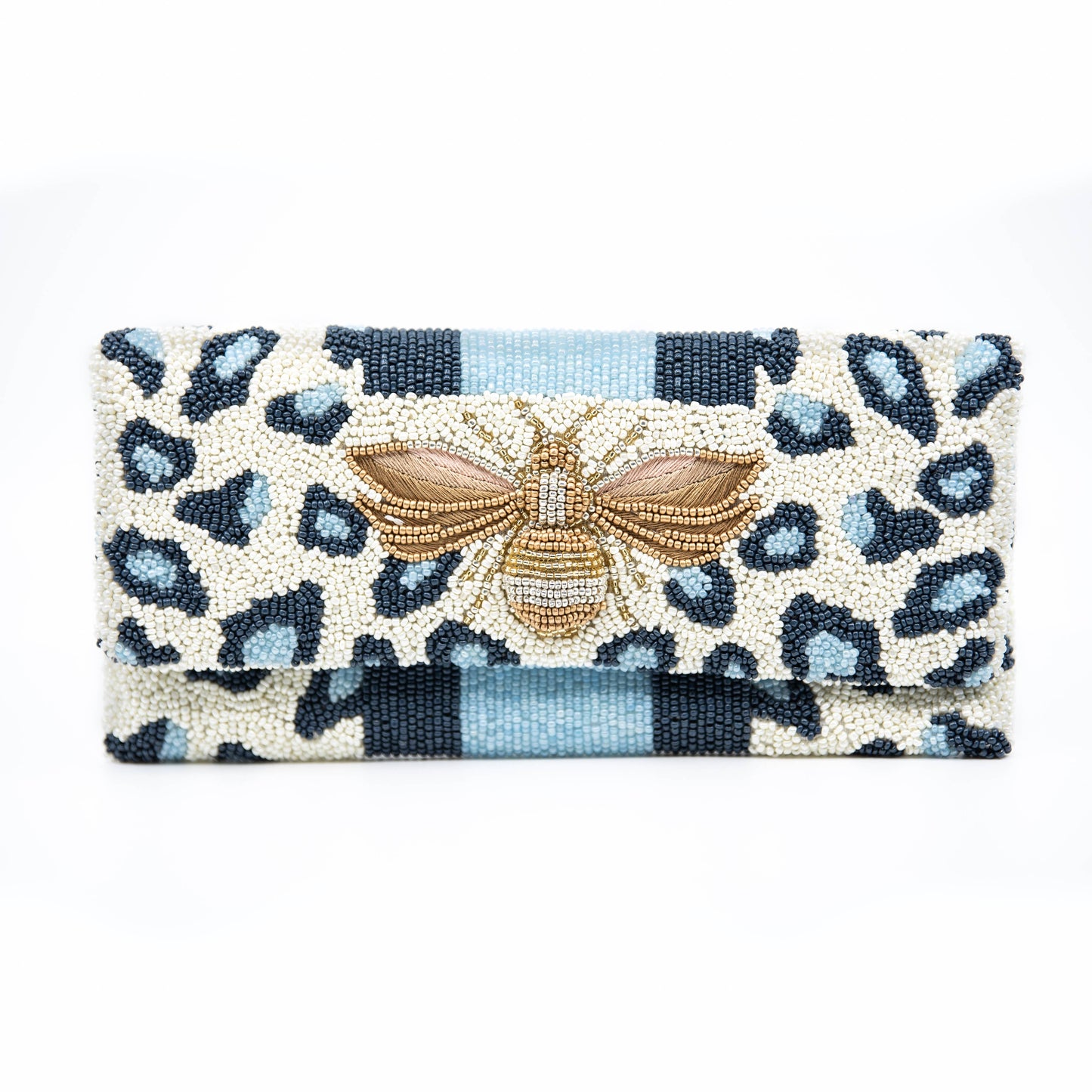 Blue Leopard Bee Clutch