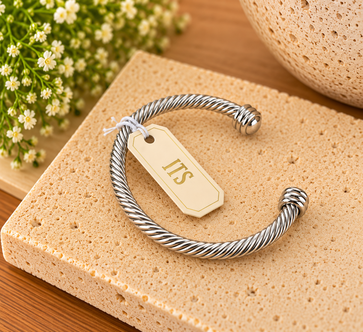 Silver Sophistication Twisted Cable Cuff Bracelet