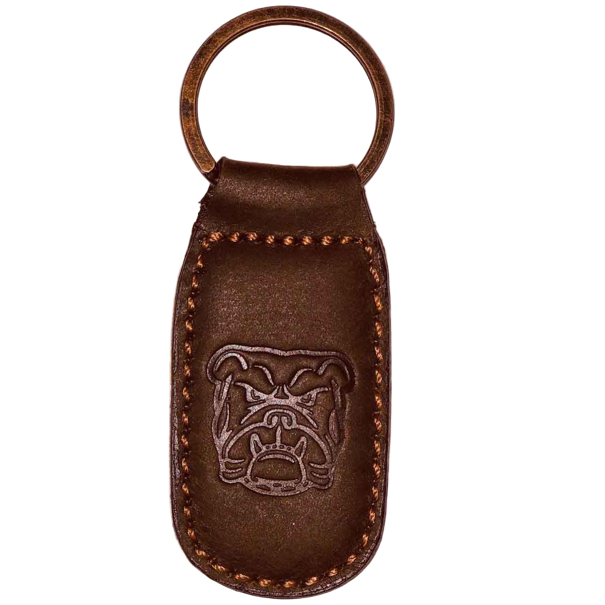 Bulldog Leather Embossed Keychain