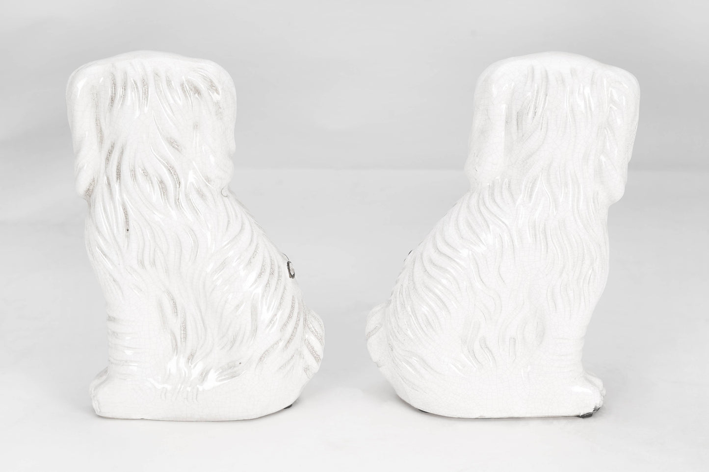 Antique White Staffordshire Dog Pair
