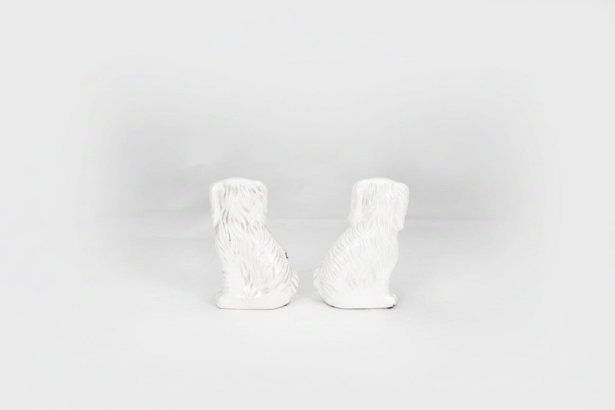 Antique White Staffordshire Dog Pair