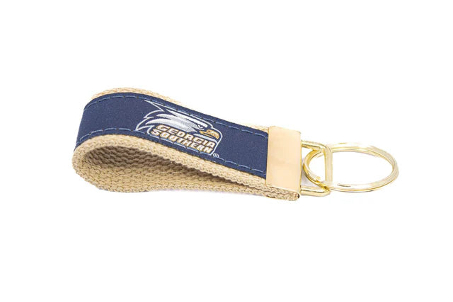 Zep-Pro Ribbon Key Chain Navy/Buff Georgia Southern