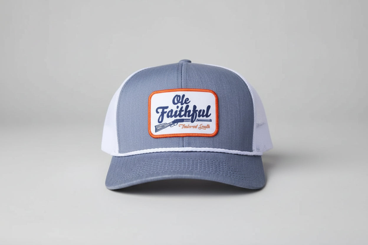 Tailored South "Ole Faithful" Heather/White Rope Trucker Hat
