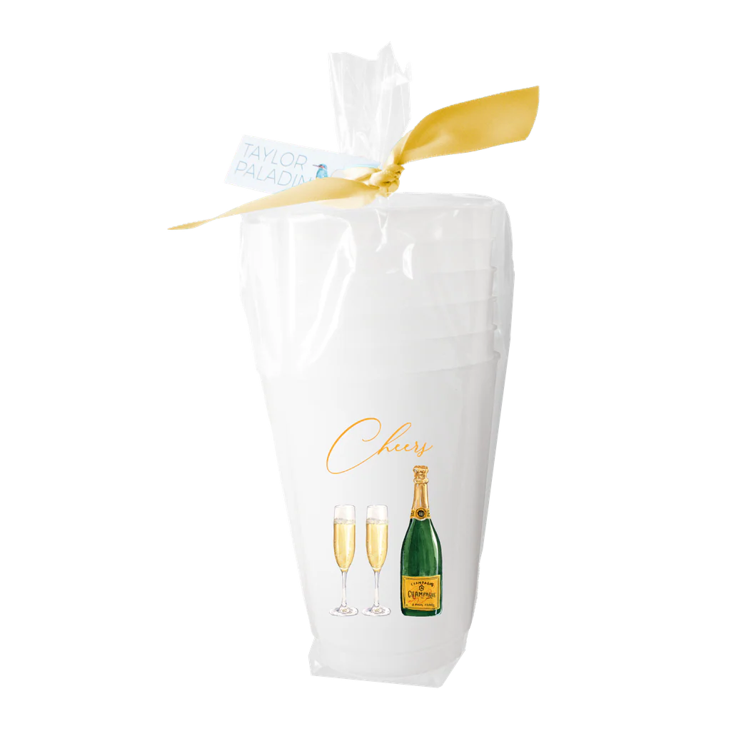 Cheers Champagne Bottle Frosted Cup (Set of 6)