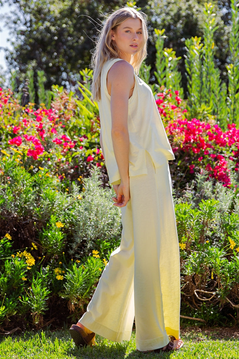 Rae Mode Cotton Lemon Slub Laid-Back Chic Set