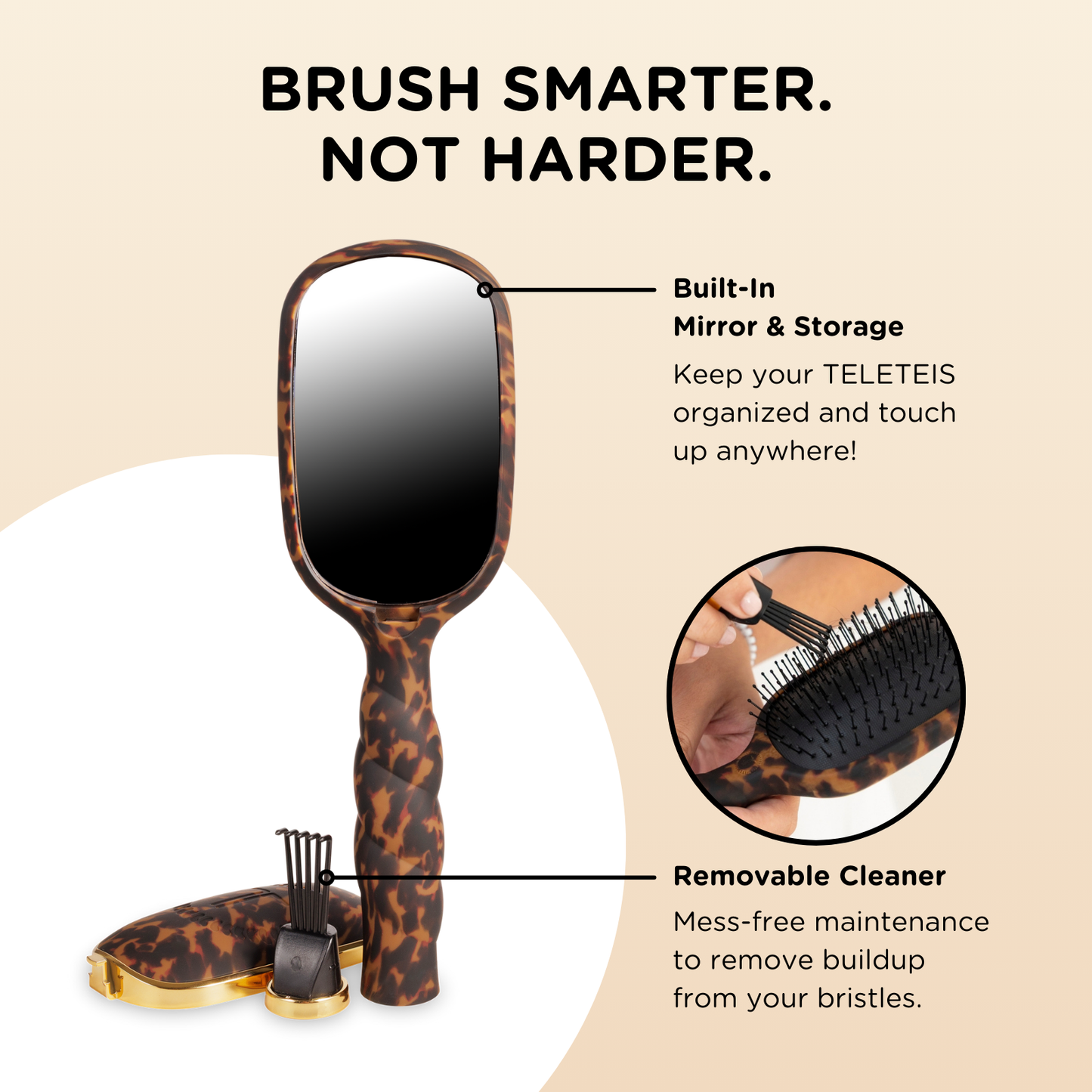TELETIES® Detangler Hair Brush for Thick Hair – Tortoise