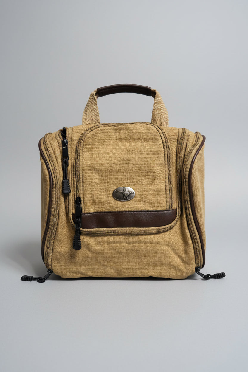 Zep-Pro Khaki Canvas Hanging Toiletry Kit Gunmetal Concho- Mallard
