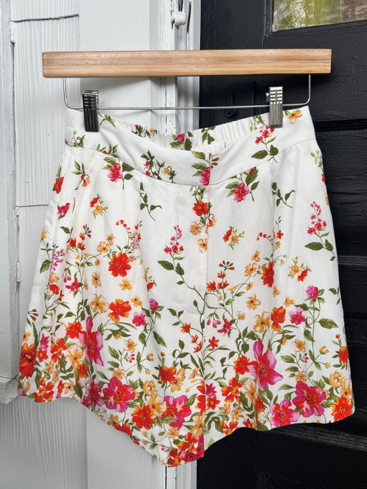 Floral Motif Print Shorts