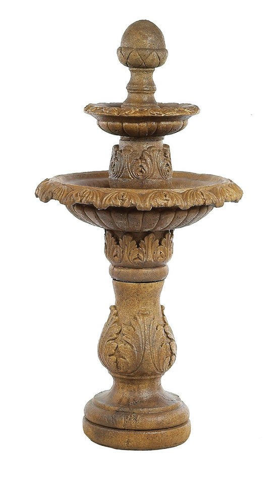 🌿 Two-Tier Acorn Leaf Cement Fountain