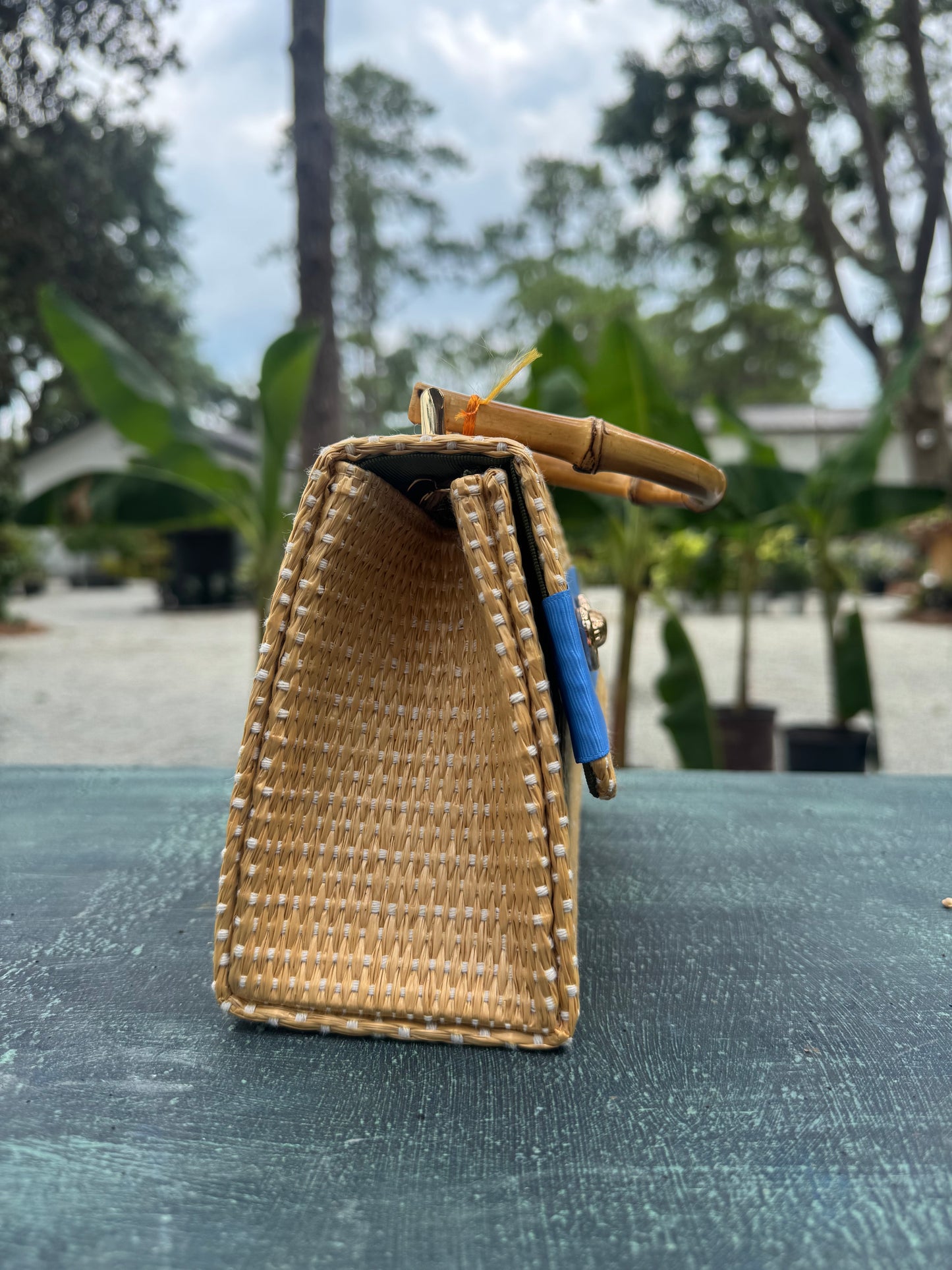 Straw Lulu Capri Band Bamboo Toggle hand bag
