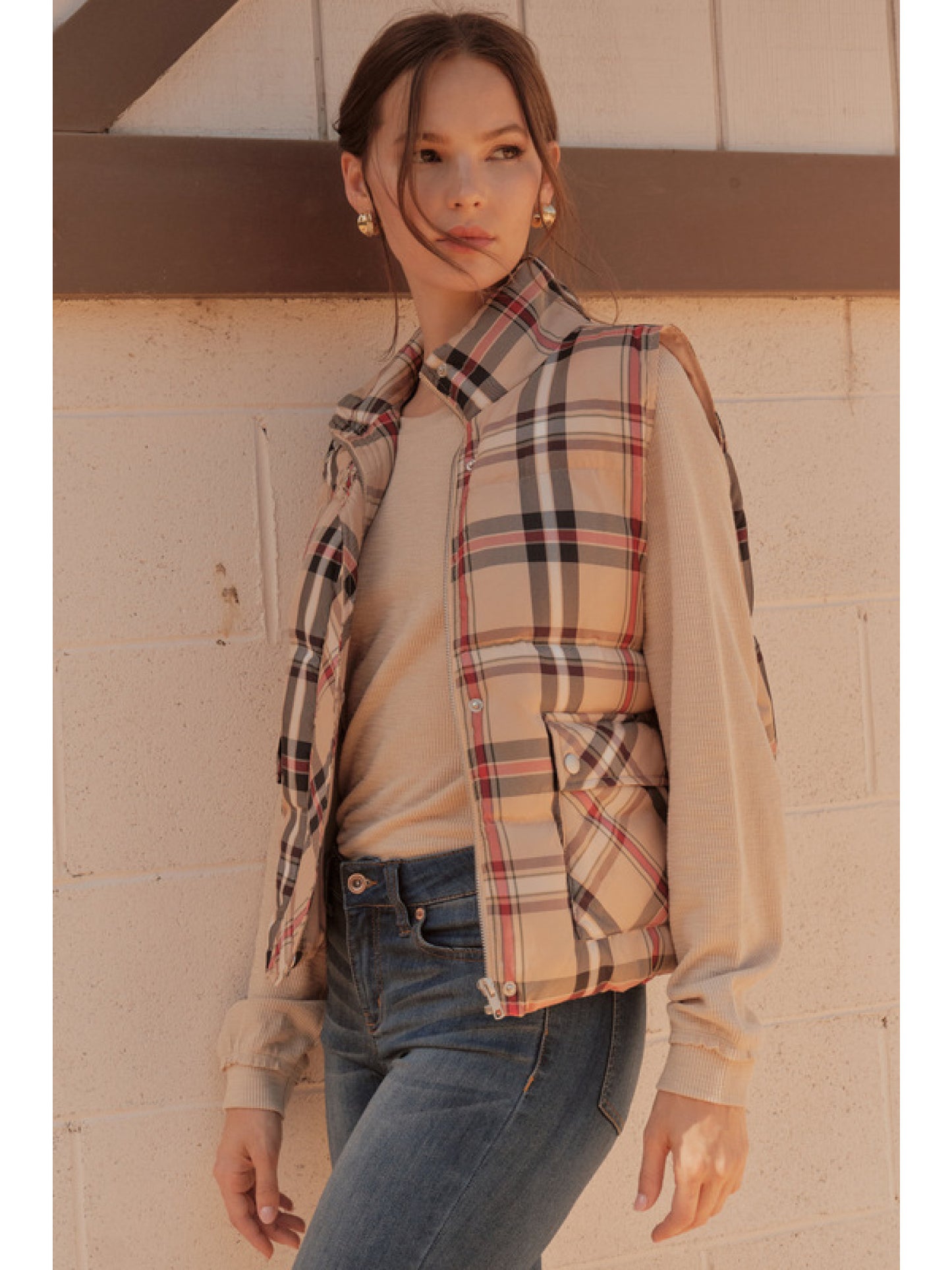 The Plaid Taupe Vest