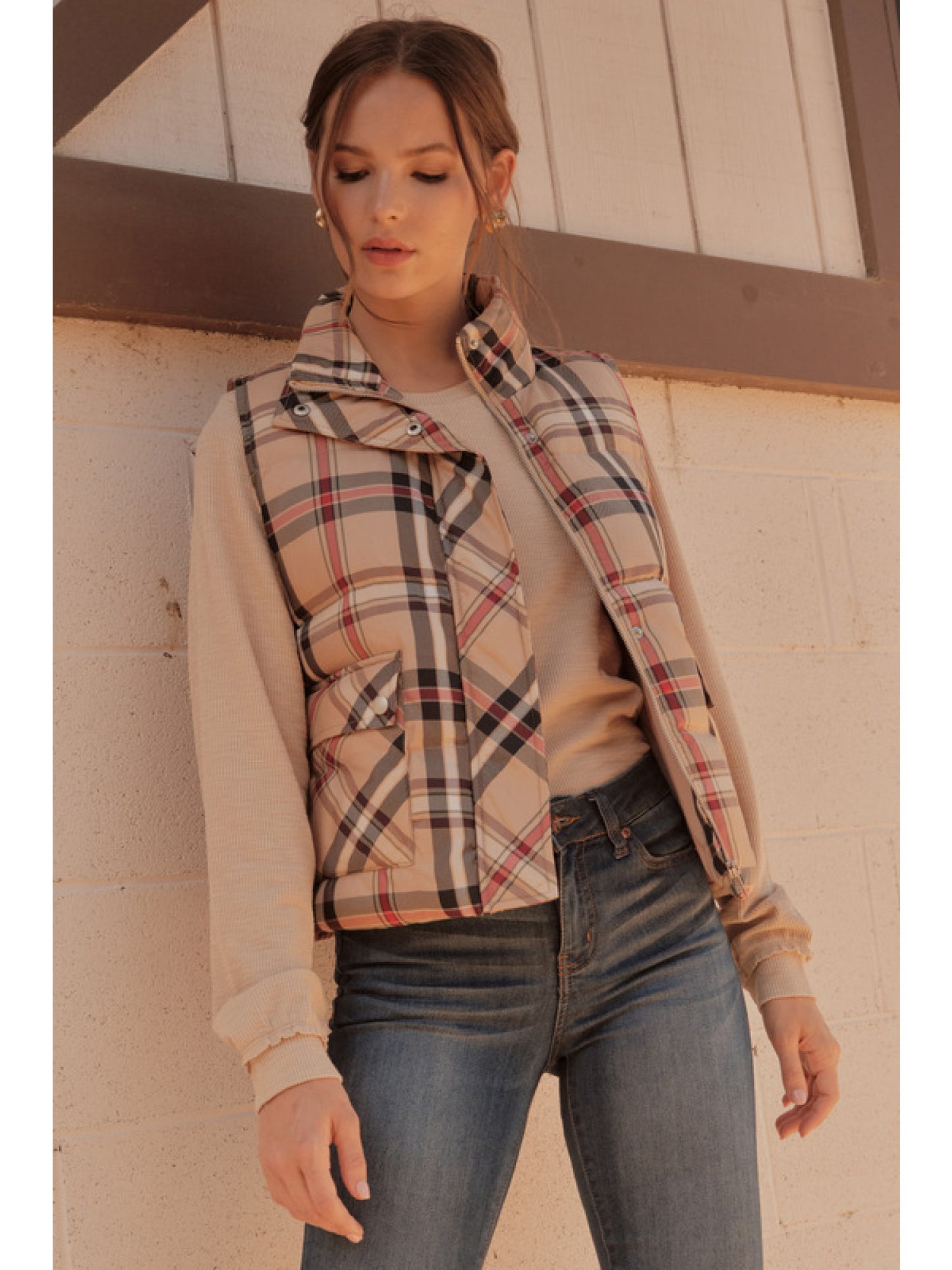 The Plaid Taupe Vest