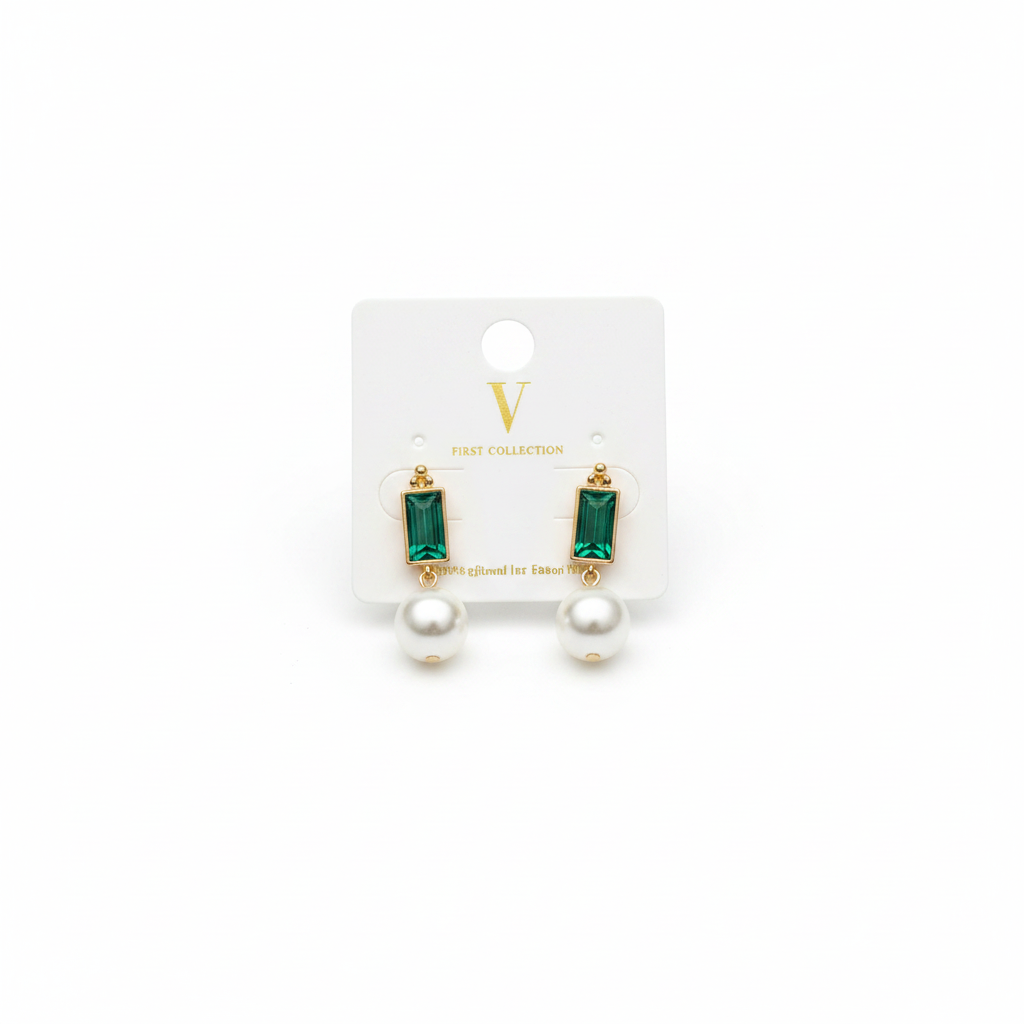 Emerald & Pearl Drop Earrings