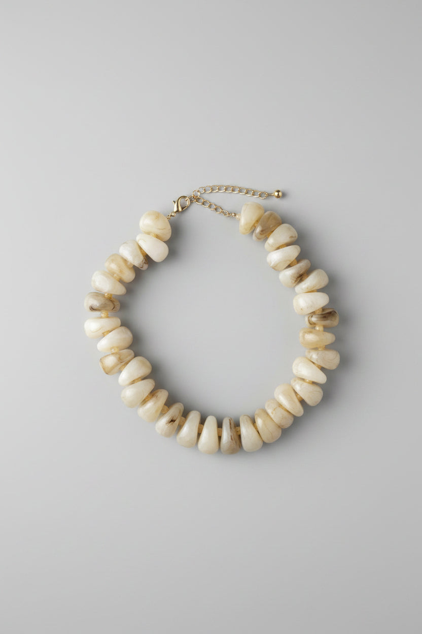 Chunky Nugget Marble Beaded Necklace Natural