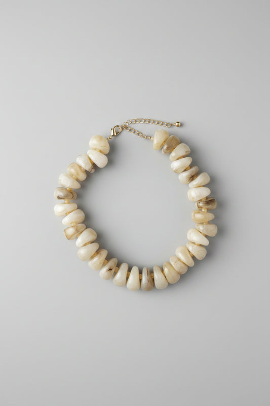 Chunky Nugget Marble Beaded Necklace Natural