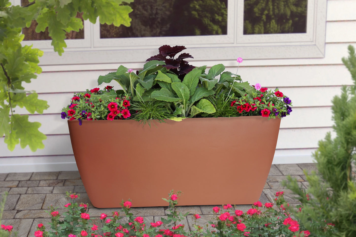 🤎 Algreen® Manhattan Planter – Terra Cotta (40" x 20" x 18")  Warm tone. Modern form. Timeless outdoor elegance.  🌱 What It Is