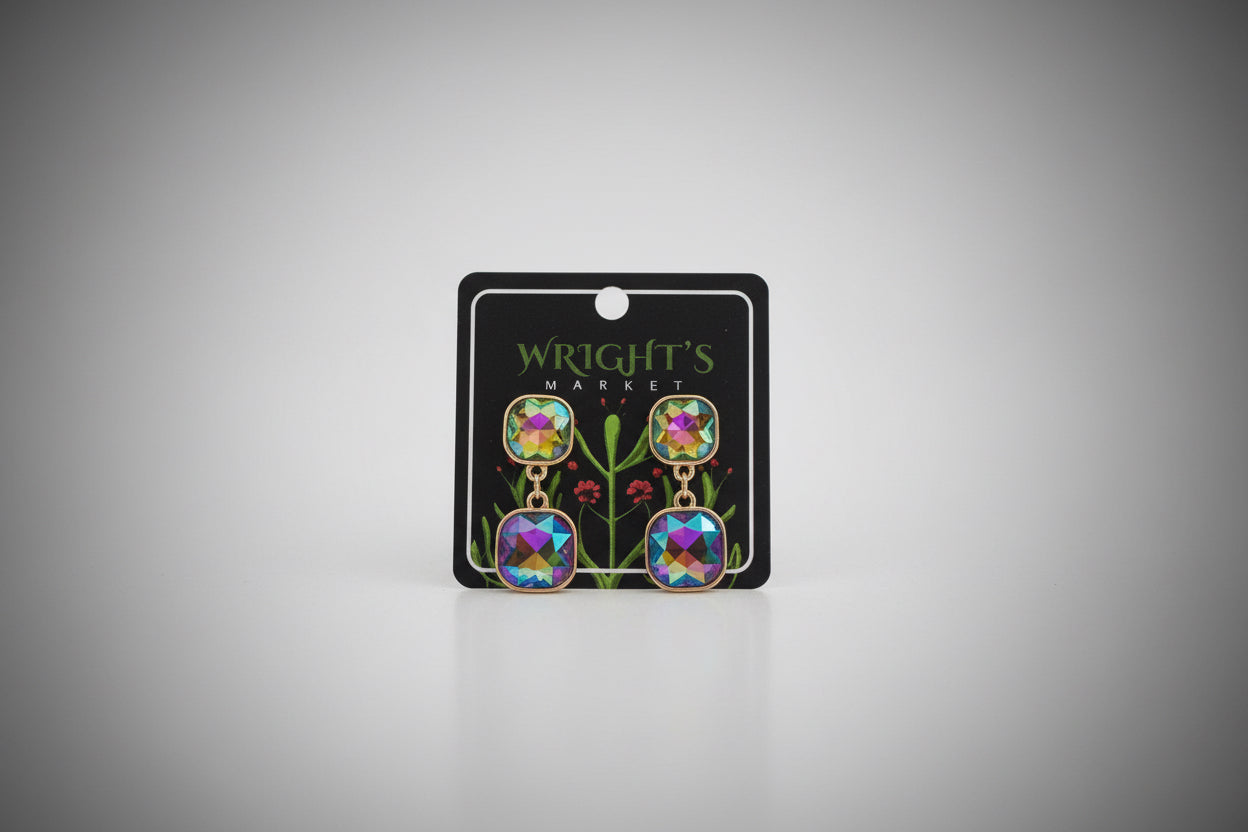 Double Crystal Octagon Earrings